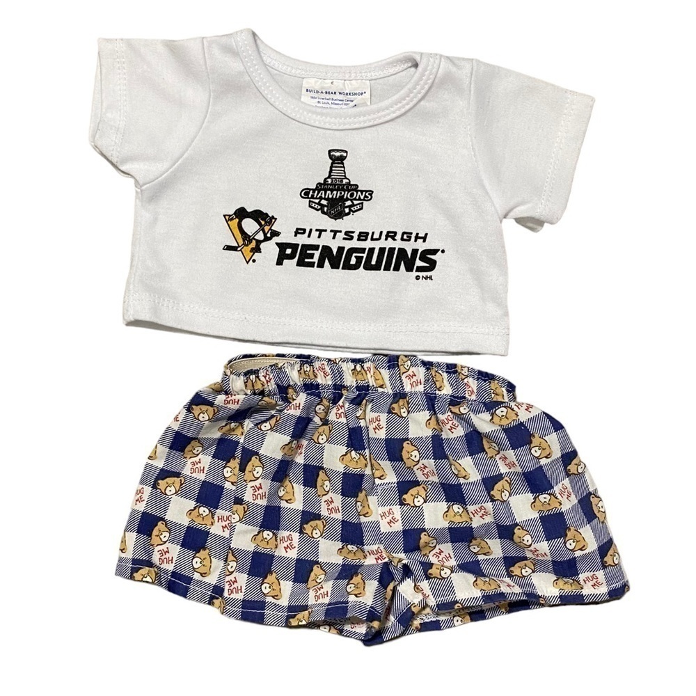 Build A Bear Pittsburgh Penguins Shirt Hug Me Bear‎ Print Shorts